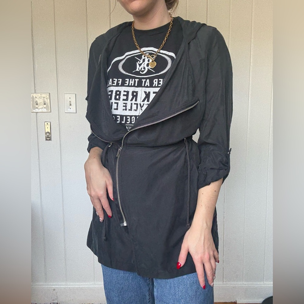 Black windbreaker